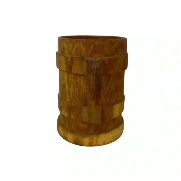 Vintage Hand Carved Wooden Mug Rustic Trinket Holder Pen Cup Knickknack Decor - Picture 8 of 11